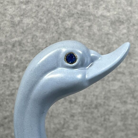 Vintage MCM Swan Planter‎ 1974 Blue Speckled Glaze Ceramic Handmade Vanity Decor - Picture 4 of 16